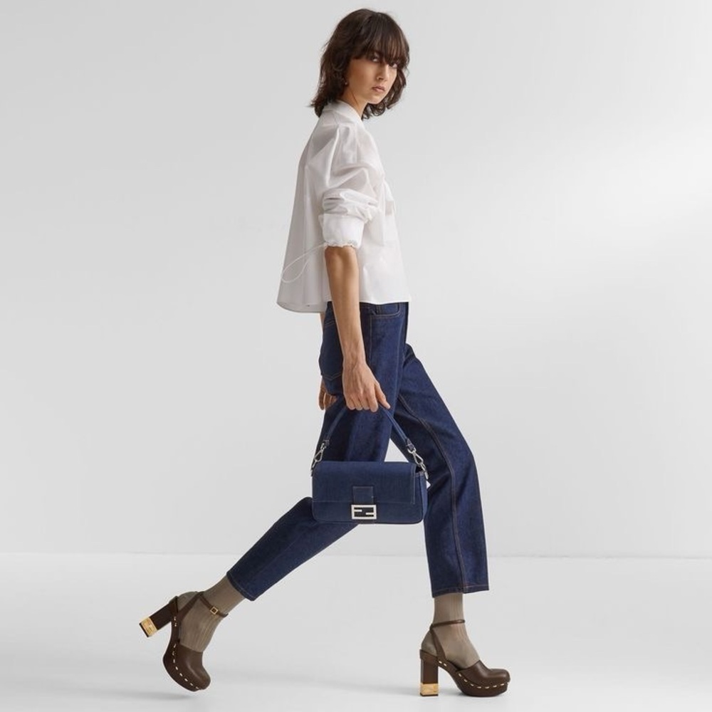 Fendi 2022 Denim 25th Anniversary Re-Edition Baguette
